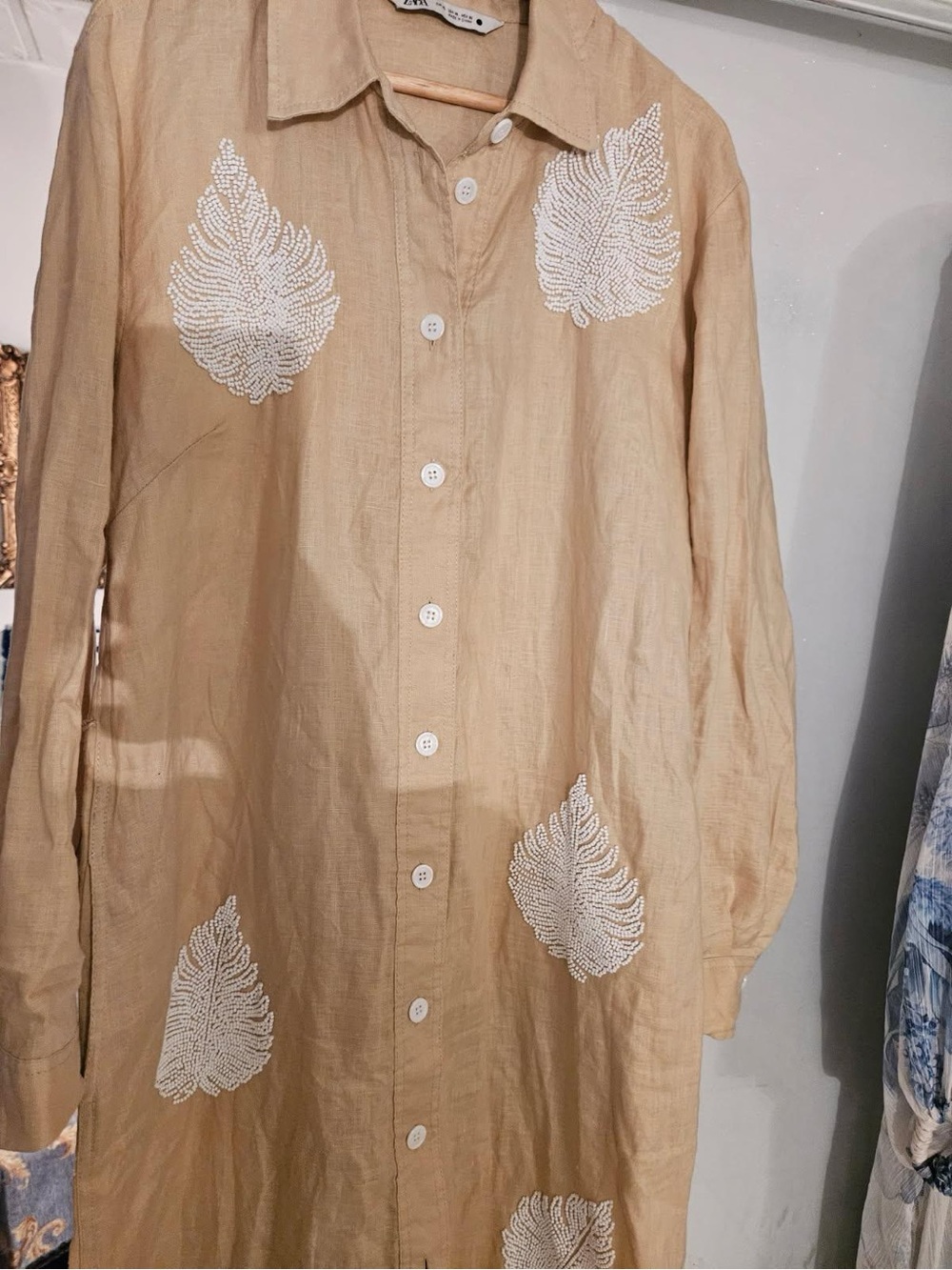 Zara Beige Lightweight Linen Shirt